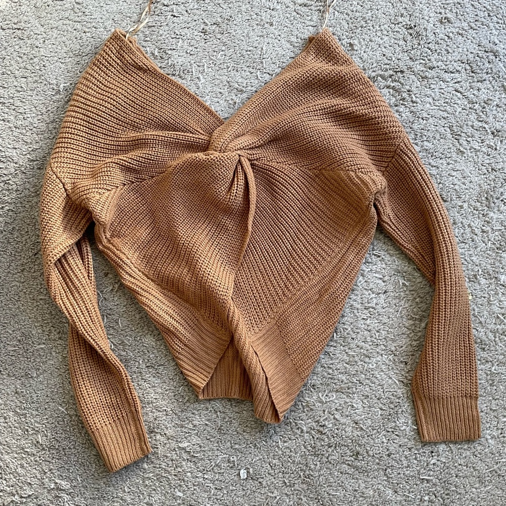 Knotted back knit sweater